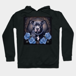 Staffy And Blue Roses Hoodie